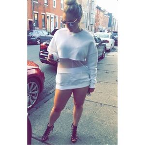 Good American Crew Neck Sweatshirt with Sheer Mid